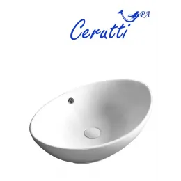 Раковина CR7027 накладная, белая, лодочка, с переливом 590х385х195 Ceruttispa