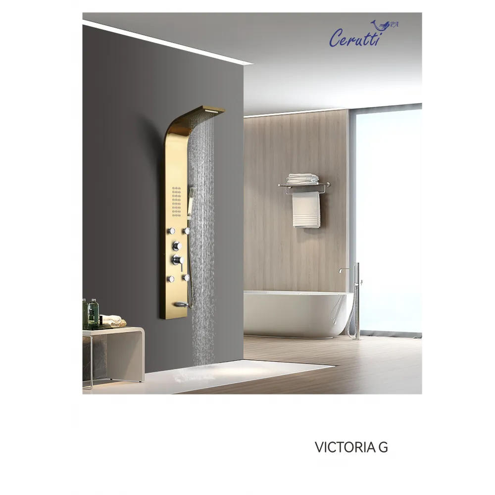 Панель VICTORIA G душевая из нержавеющей стали с форсунками Ceruttispa CT9978, цвет золото
