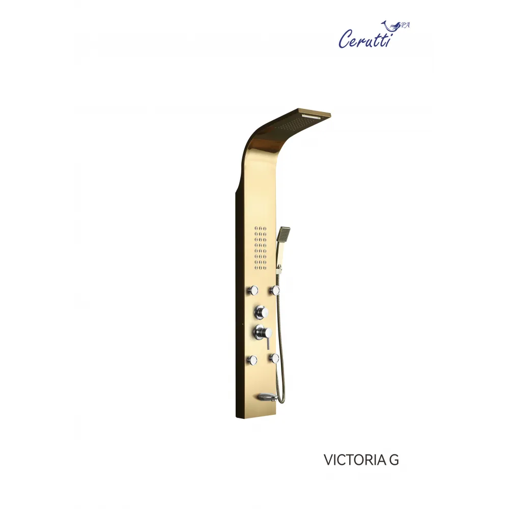Панель VICTORIA G душевая из нержавеющей стали с форсунками Ceruttispa CT9978, цвет золото