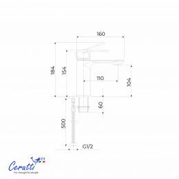 Смеситель для раковины Ceruttispa ОРАЦИО MB (ORAZIO MB) из латуни, цвет черный матовый