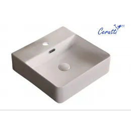 Раковина накладная Ceruttispa CR7602B (420х420х125) белая, квадратная, с отверстием под смеситель