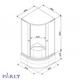 Душевой уголок с поддоном PARLY Z9011 (90х90х195)