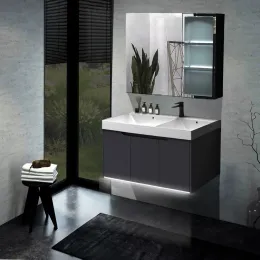 Комплект мебели MAIELLA 80 тумба 805х460х510 с зеркальным шкафом и двойной раковиной, сифоном и двойным сливным шлангом Ceruttispa
