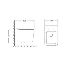 Унитаз VIOLA Aria Tornado подвесной безободковый белый со смывом торнадо Ceruttispa CT10583 (525х365х320)