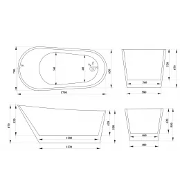 Ванна VIVA N акриловая отдельностоящая Ceruttispa (1700x750x670)