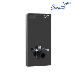 Модуль - инсталляция G111B из черного стекла Ceruttispa, приставная, для подвесных унитазов