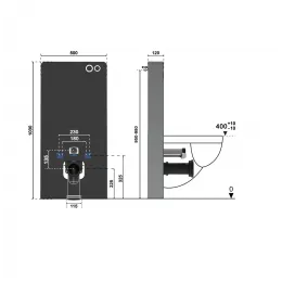 Модуль - инсталляция G111B из черного стекла Ceruttispa, приставная, для подвесных унитазов