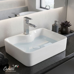 Раковина накладная Ceruttispa CR7051 (480х370х130) белая, прямоугольная