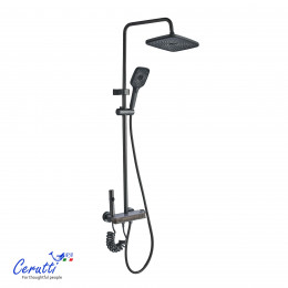 Душевая стойка Ceruttispa ЛЕАНДРО (LEANDRO) цвет графит, с LED подсветкой