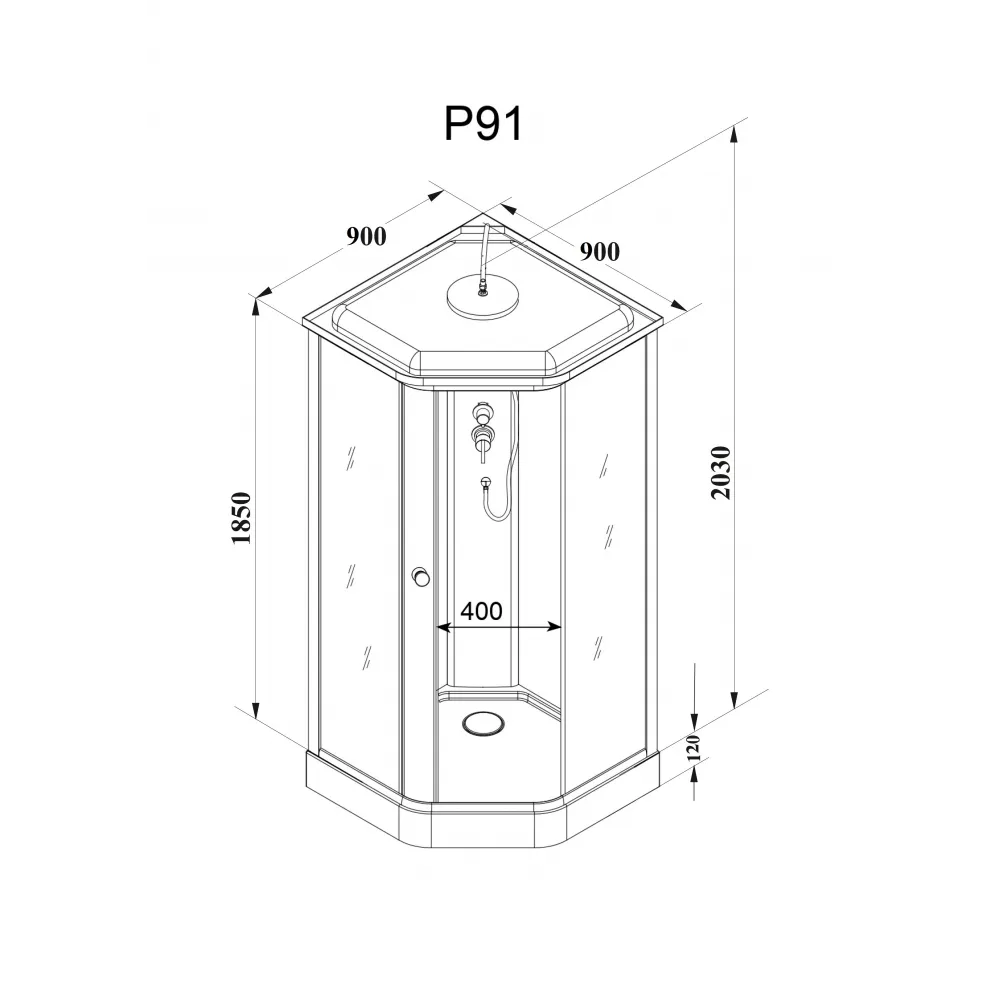 Кабина P91 душевая PARLY  (90х90х215)