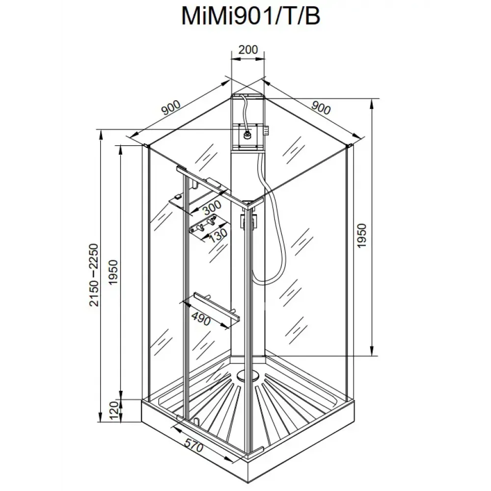 Кабина MiMi90T душевая Ceruttispa (90x90x215-225)