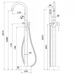 Смеситель BRAIES Brush Nickel для отдельностоящей ванны BOCH MANN BM8922
