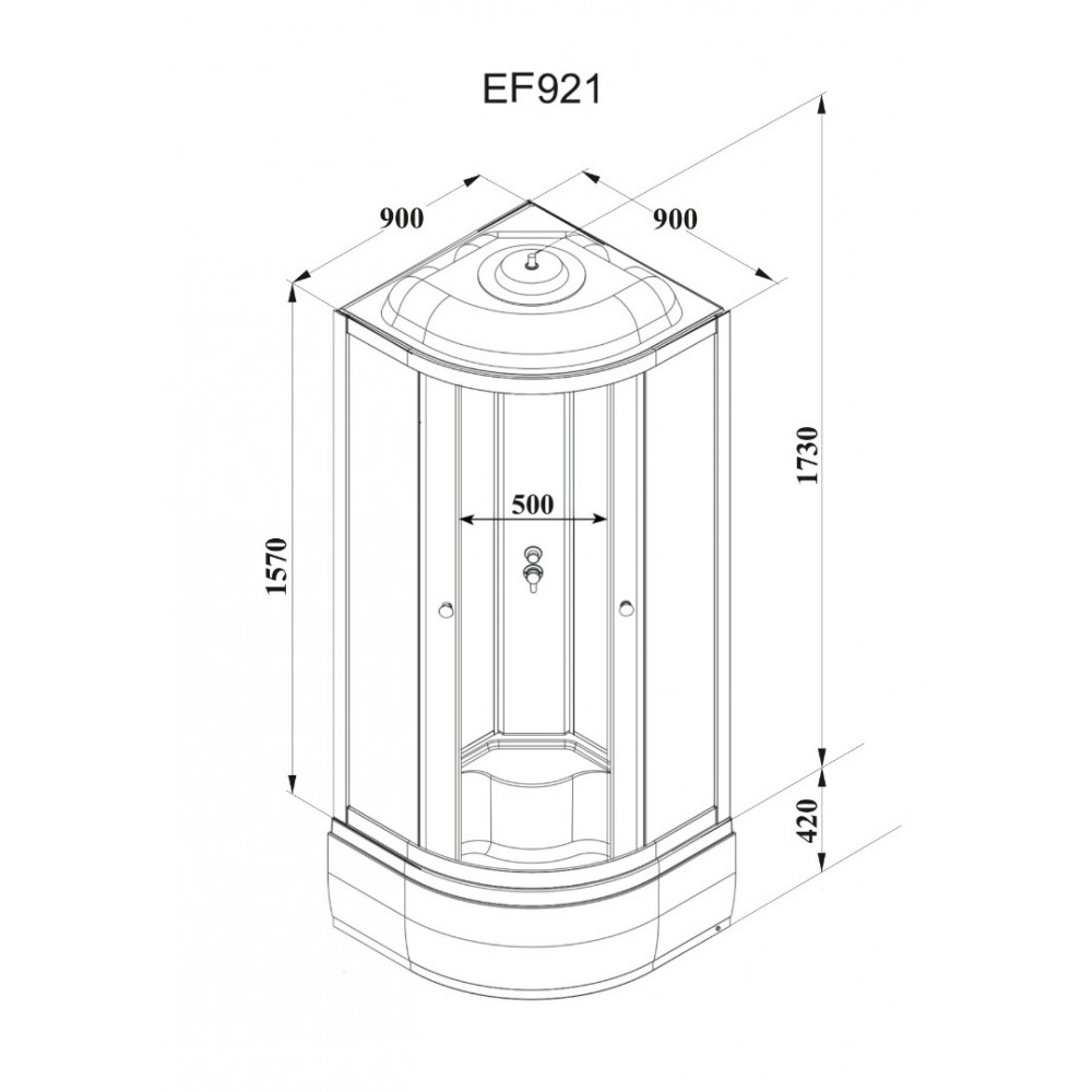 Кабина EF921 душевая PARLY (90х90х215)