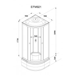Кабина EFM921 душевая PARLY (90х90х215)