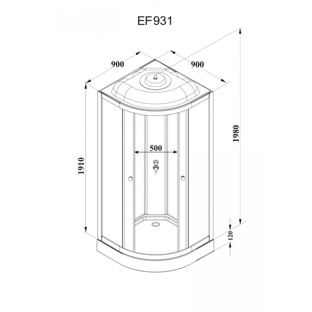 Кабина EF931 душевая PARLY (90х90х210)