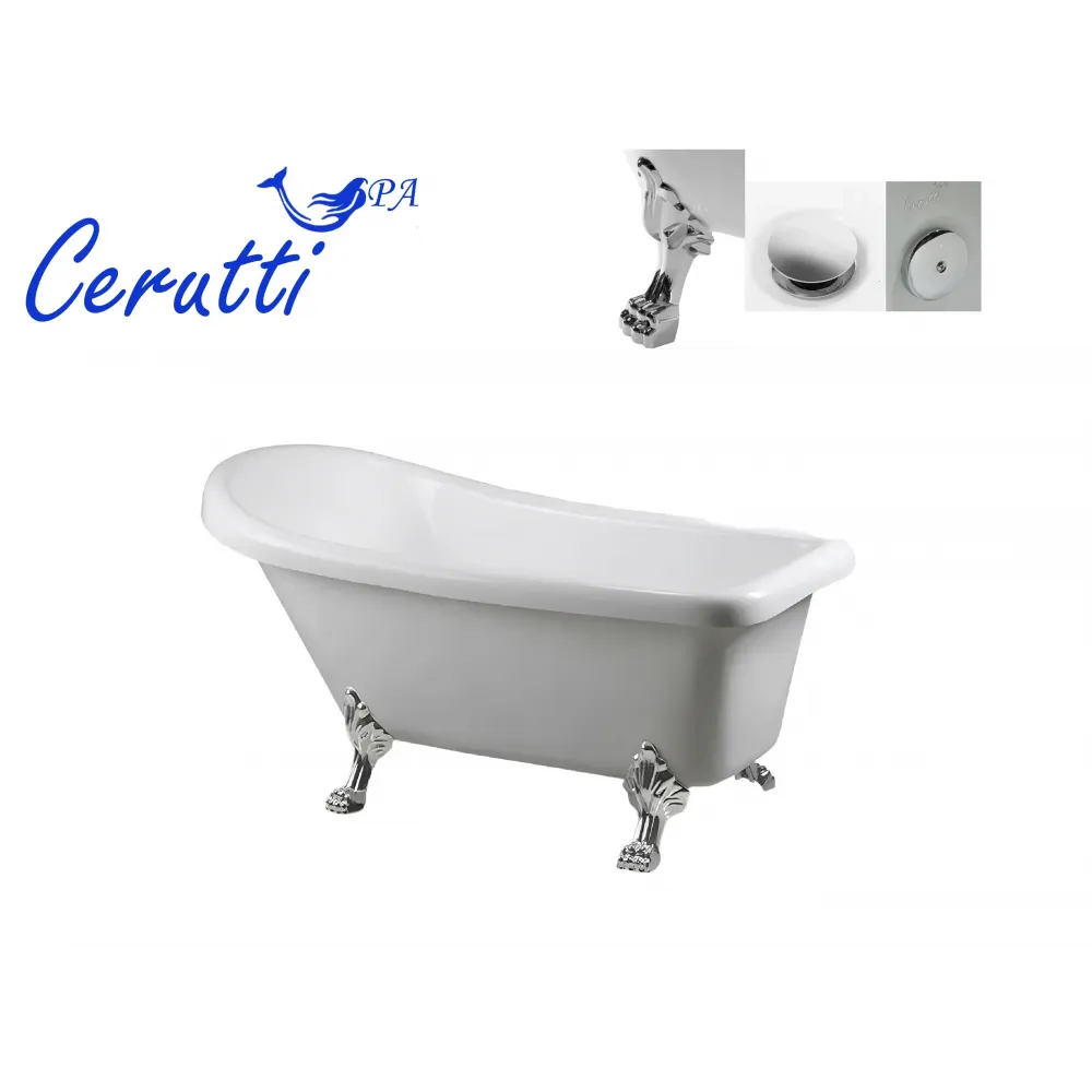 Ванна VITO 150 акриловая отдельностоящая Ceruttispa (1500x740x750) на львиных алюминиевых хромированных лапах