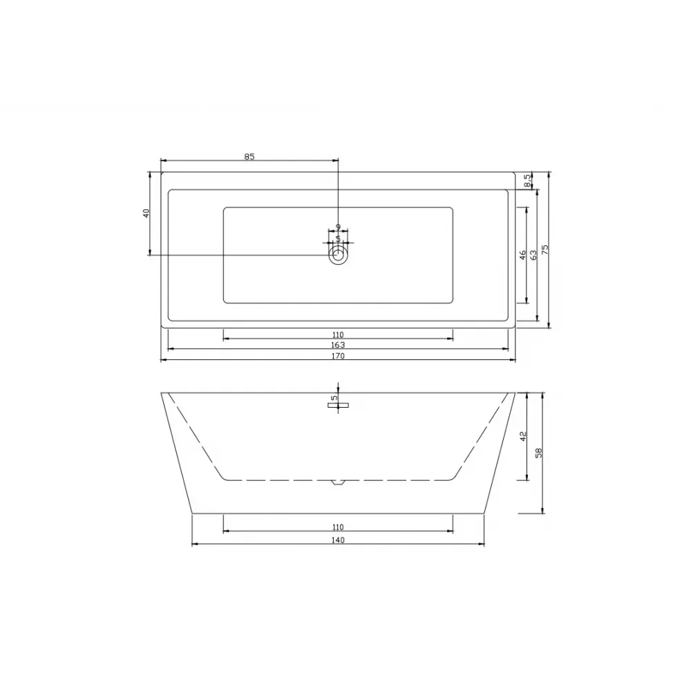 Ванна LUGANO акриловая отдельностоящая Ceruttispa (1700х750х580)