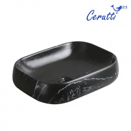 Раковина CR0086 MMB2 накладная, мрамор матовый черный, прямоугольная 565х400х145 Ceruttispa