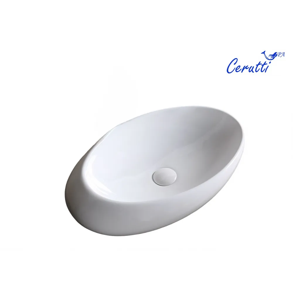 Раковина CR0058C накладная, белая, смещенный овал 690х450х160 Ceruttispa