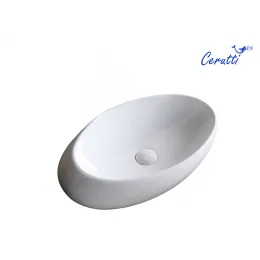 Раковина CR0058C накладная, белая, смещенный овал 690х450х160 Ceruttispa