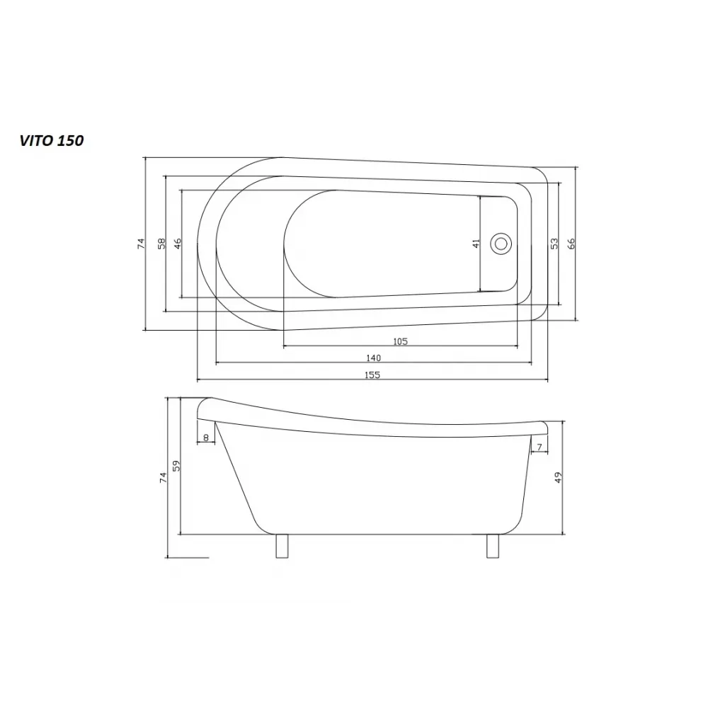 Ванна VITO 150G (1550x740x750) на львиных лапах (золото) Ceruttispa