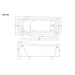 Ванна VITO 150G (1550x740x750) на львиных лапах (золото) Ceruttispa