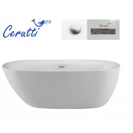 Ванна COMO160 акриловая отдельностоящая, белая, со сливом-переливом Ceruttispa (1600x750x560)