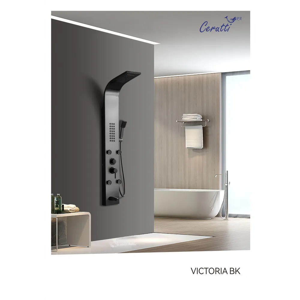 Панель VICTORIA BK  душевая из нержавеющей стали с форсунками Ceruttispa CT9981, цвет черный