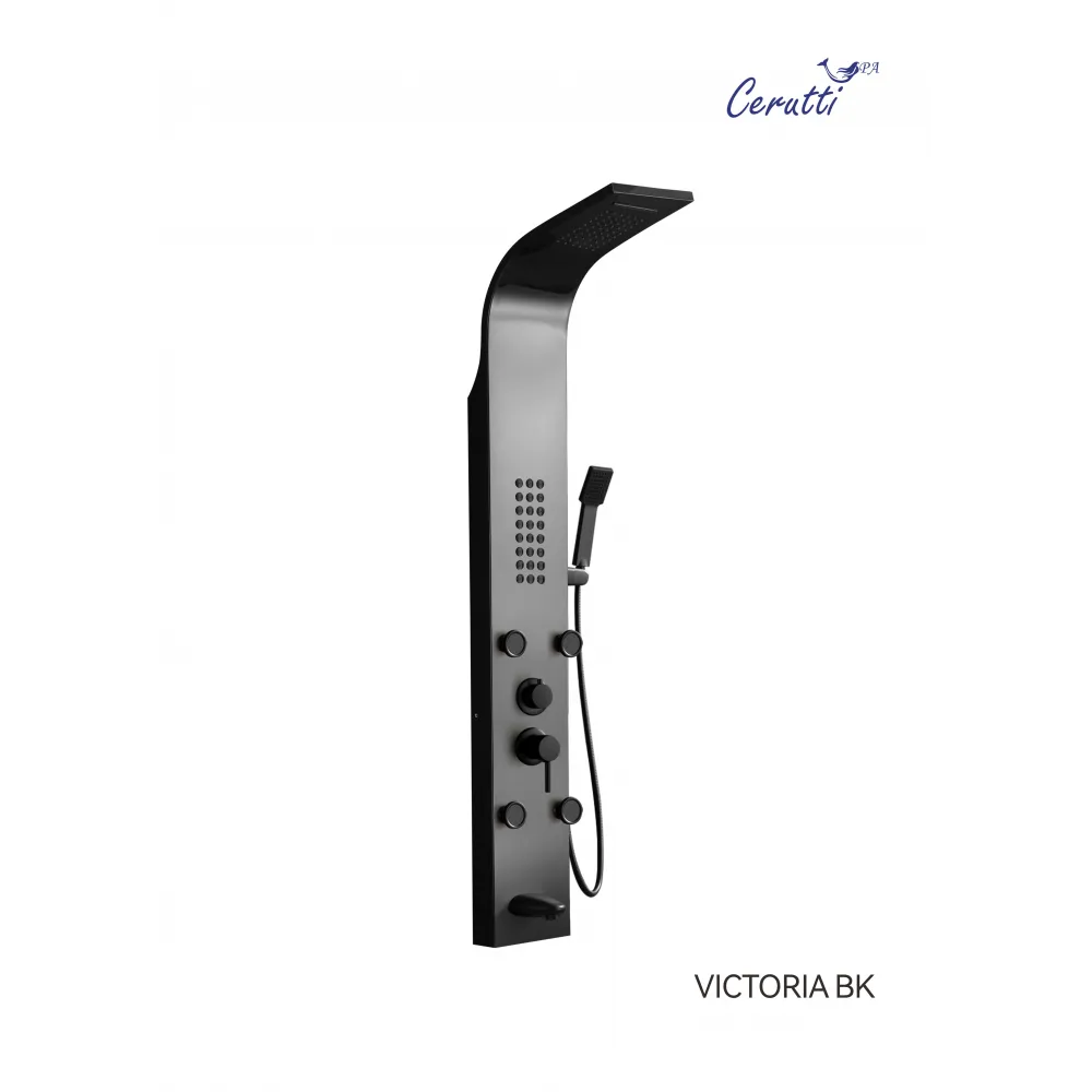 Панель VICTORIA BK  душевая из нержавеющей стали с форсунками Ceruttispa CT9981, цвет черный