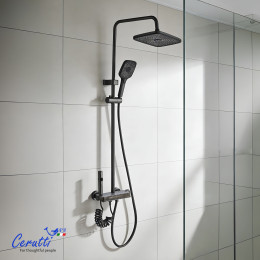 Душевая стойка Ceruttispa ЛЕАНДРО (LEANDRO) цвет графит, с LED подсветкой