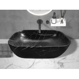 Раковина накладная Ceruttispa CR8217MMB (500х395х145) мрамор матовый черный, прямоугольная