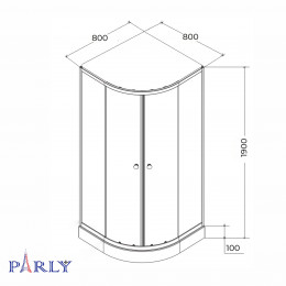 Душевой уголок с поддоном PARLY ZF81N (80х80х190)