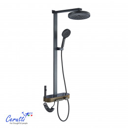 Душевая стойка Ceruttispa НЕВИО (NEVIO) цвет графит, с LED подсветкой