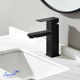 Смеситель для раковины Ceruttispa КЛЕЛИЯ MB (CLELIA MB) из нержавеющей стали, цвет черный матовый