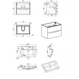 Комплект Тумба River60 подвесная с раковиной 600х420х550 PARLY Spa