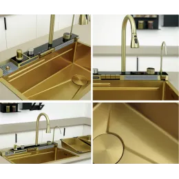 Мойка GLORIA Nano GOLD (золото) кухонная, многофункциональная, из нержавеющей стали, (750х460х230) Ceruttispa