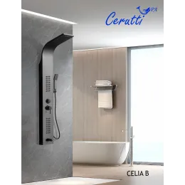 Панель CELIA B душевая из нержавеющей стали с форсунками Ceruttispa CT10401, цвет черный