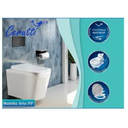 Унитаз MAIELLA Aria PP подвесной безободковый Ceruttispa CT10479 (490x340x360)