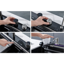 Мойка GLORIA Pro nano black (графит) кухонная, многофункциональная, из нержавеющей стали, (750х460х230) Ceruttispa