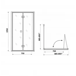 Ограждение BELLA ZQD91B душевое Ceruttispa без поддона (90х90х195)
