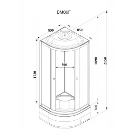 Кабина BM86F  душевая PARLY (85x85х215)