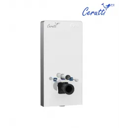 Модуль - инсталляция G111W из белого стекла Ceruttispa, приставная, для подвесных унитазов