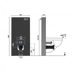 Модуль - инсталляция G111W из белого стекла Ceruttispa, приставная, для подвесных унитазов