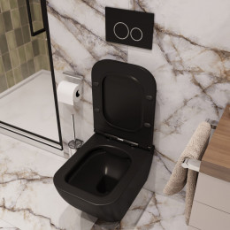 Унитаз MIMI Aria MB подвесной безободковый черный матовый, ТЕРМООБЖИГ (не плёнка) CT8920 Ceruttispa (510х350х355)