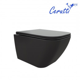 Унитаз MIMI Aria MB подвесной безободковый черный матовый, ТЕРМООБЖИГ (не плёнка) CT8920 Ceruttispa (510х350х355)