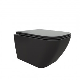 Унитаз MIMI Aria MB подвесной безободковый черный матовый, ТЕРМООБЖИГ (не плёнка) CT8920 Ceruttispa (510х350х355)