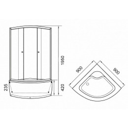 Уголок ZF90 душевой PARLY с поддоном (90х90х195)