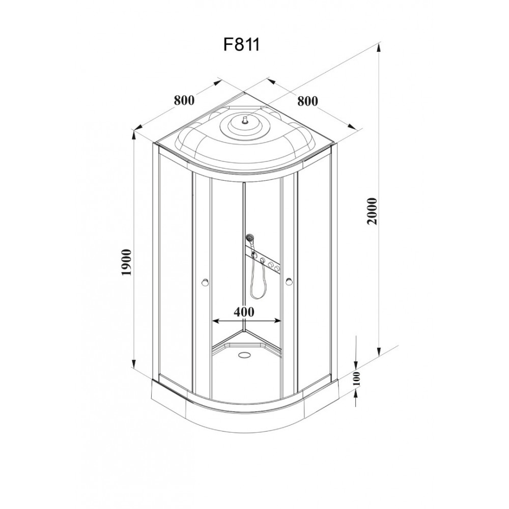 Кабина F811 душевая PARLY (80х80х210)