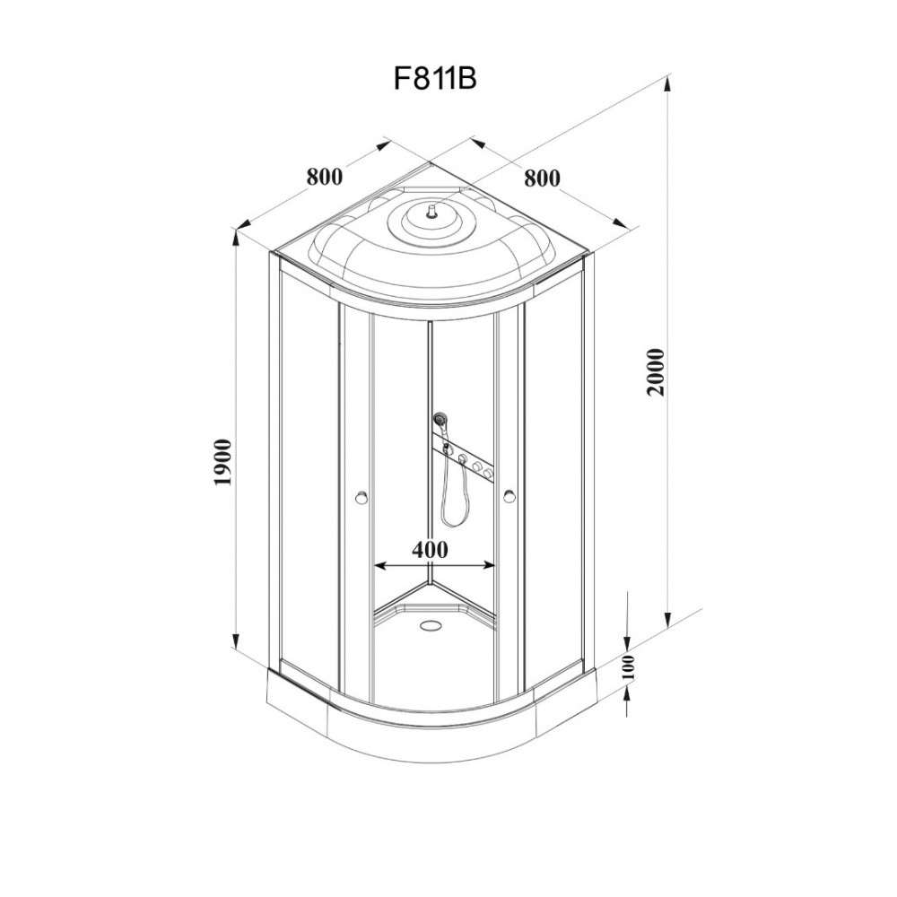 Кабина F811B душевая PARLY (80х80х210)