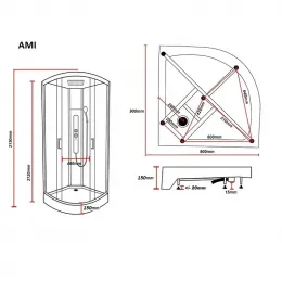 Кабина AMI душевая (90x90x215) PARLY